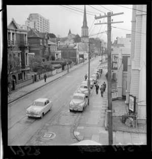 Upper Willis Street, from Ghuznee Street looking toward St John's church, Wellington