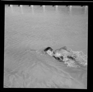 Australian swimmer Ilsa Konrads training at the Naenae Olympic Pool, Lower Hutt