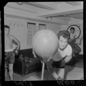 Boxers training on the vessel Dominion Monarch