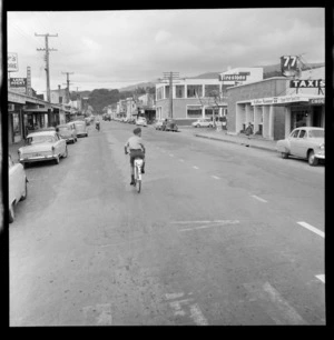Main Street, Upper Hutt, with cyclist