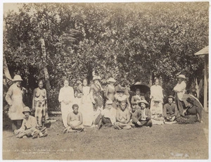 Creator unknown :Photograph of local people, and visitors, at Apia, Samoa, taken by the Alfred Burton of Burton Brothers