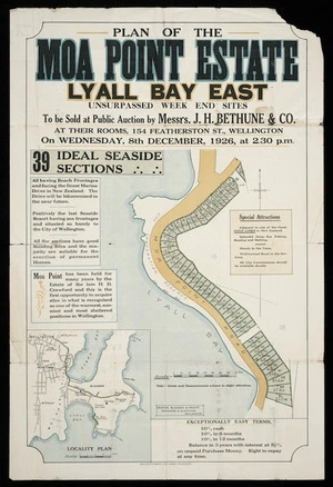 Plan of the Moa Point estate, Lyall Bay east / [surveyed by ] Seaton, Sladden & Pavitt.