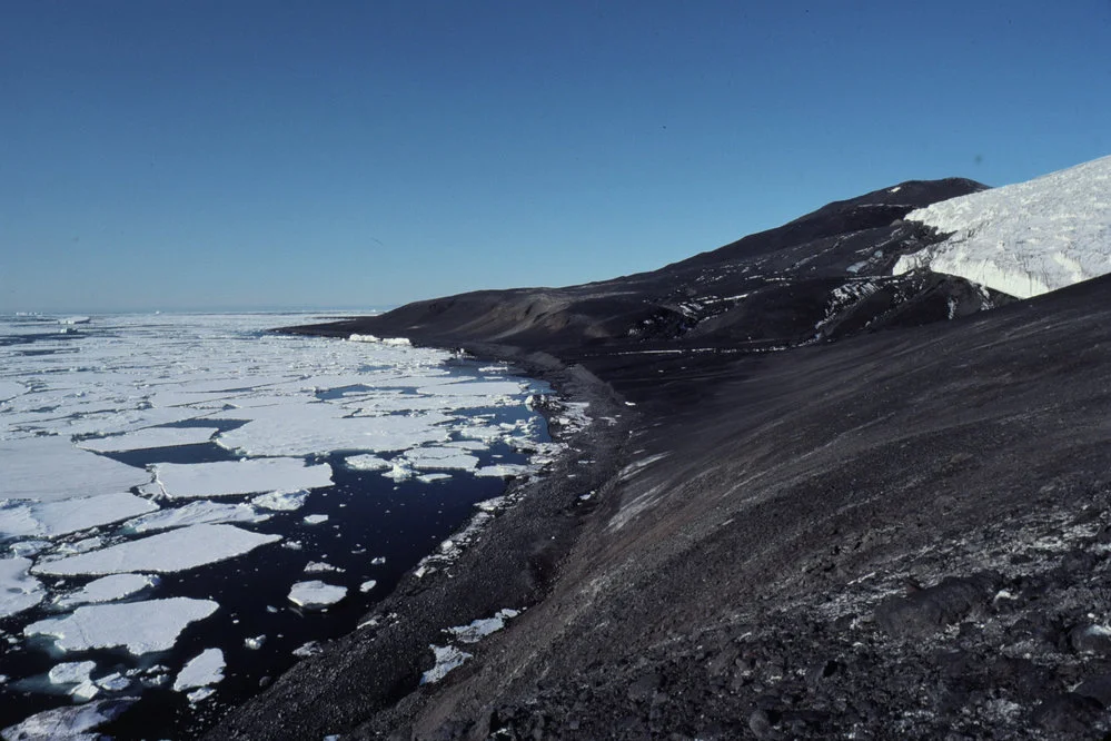 Cape Bird, southern penguin rookery and Shell Glacier from Harrison Bluff