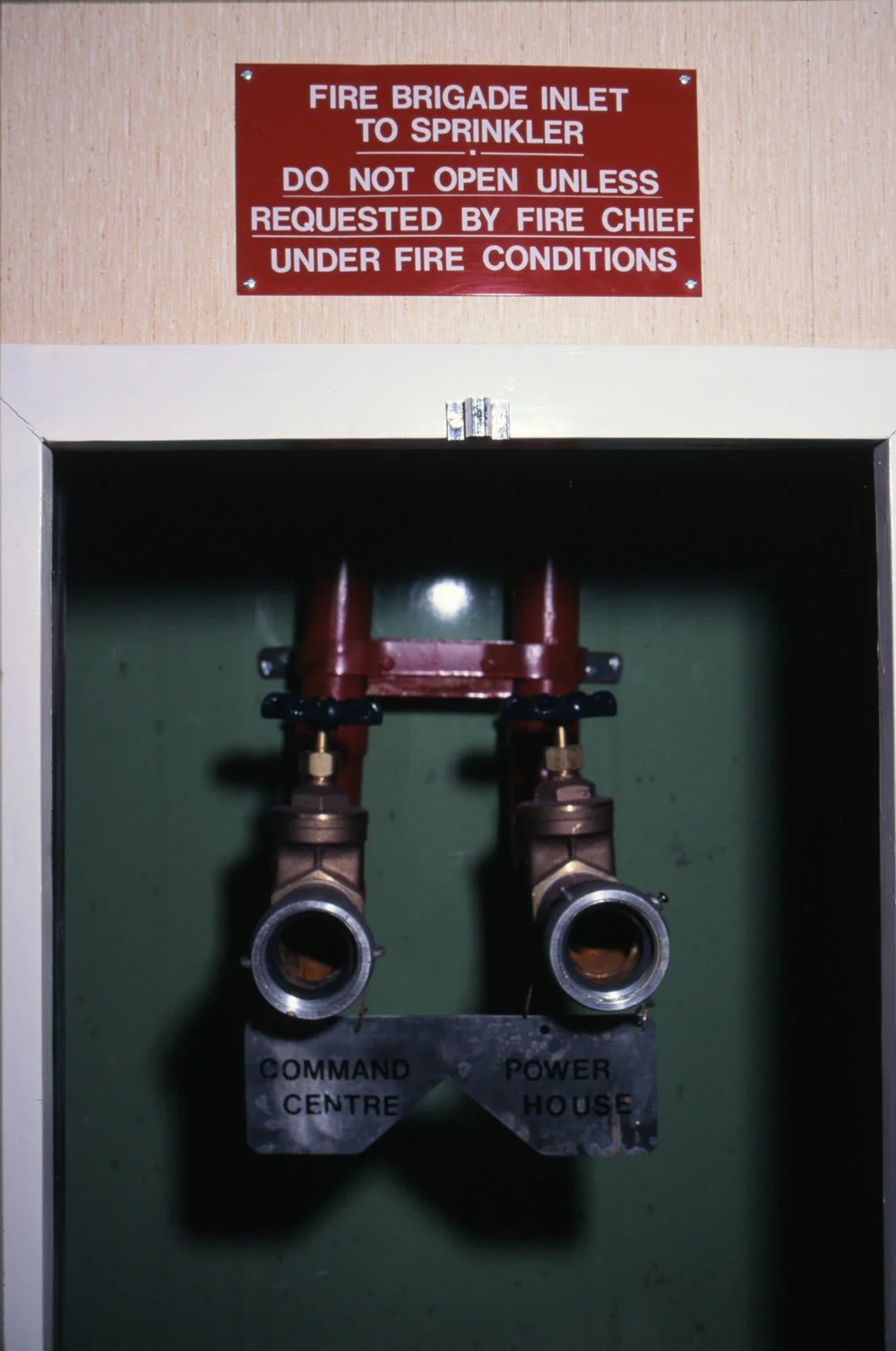 Fire equipment, sprinkler connections, command centre/powerhouse