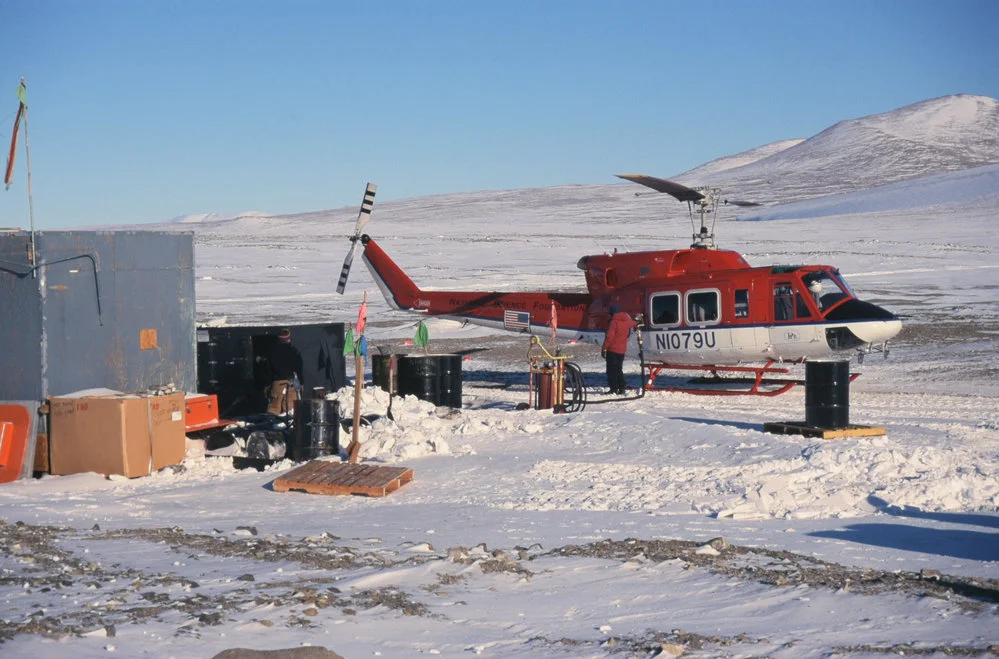 PH1 Bell Helicopter refuelling at Marble Point depot (looking South West)