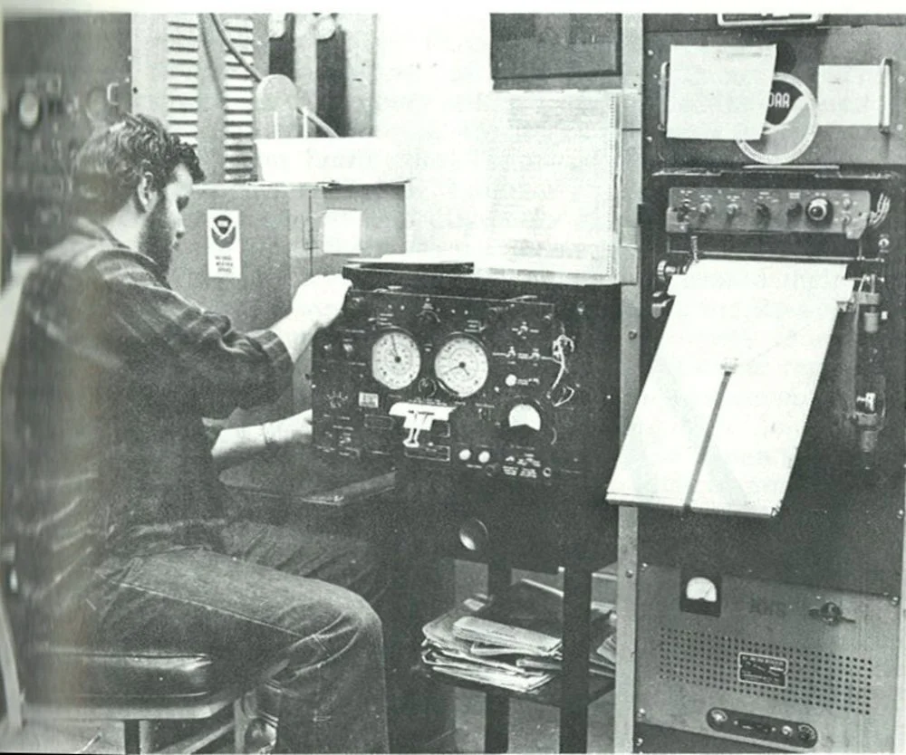 Meteorologist at surface synoptic recording equipment, South Pole Station