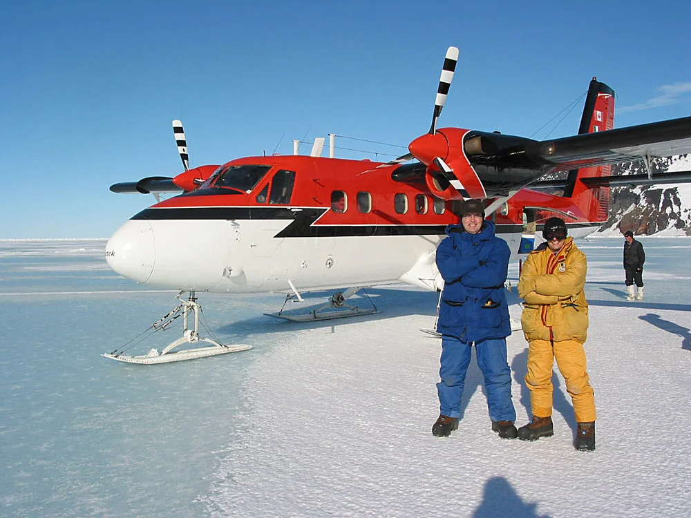 Ronan O'Toole and Simon Davy Arrive at Cape Hallett by Twin Otter