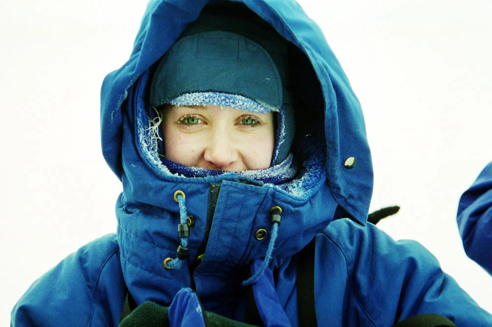 Close up with snow on eyelashes - Kelly Robins, K400