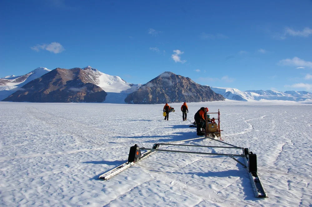 Sled towing ground penetrating radar (GPR) equipment