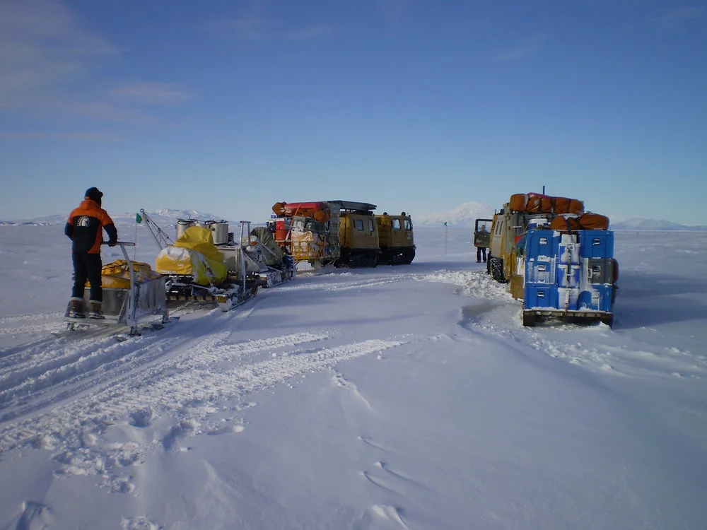 On the traverse to Marble Point; sleds and hagglunds