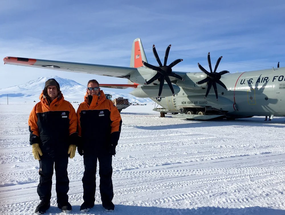 Lieutenant General Tim KEATING New Zealand Chief of Defence Force and Cheif Executive of Antarctica New Zealand Peter Beggs infront of an LC130