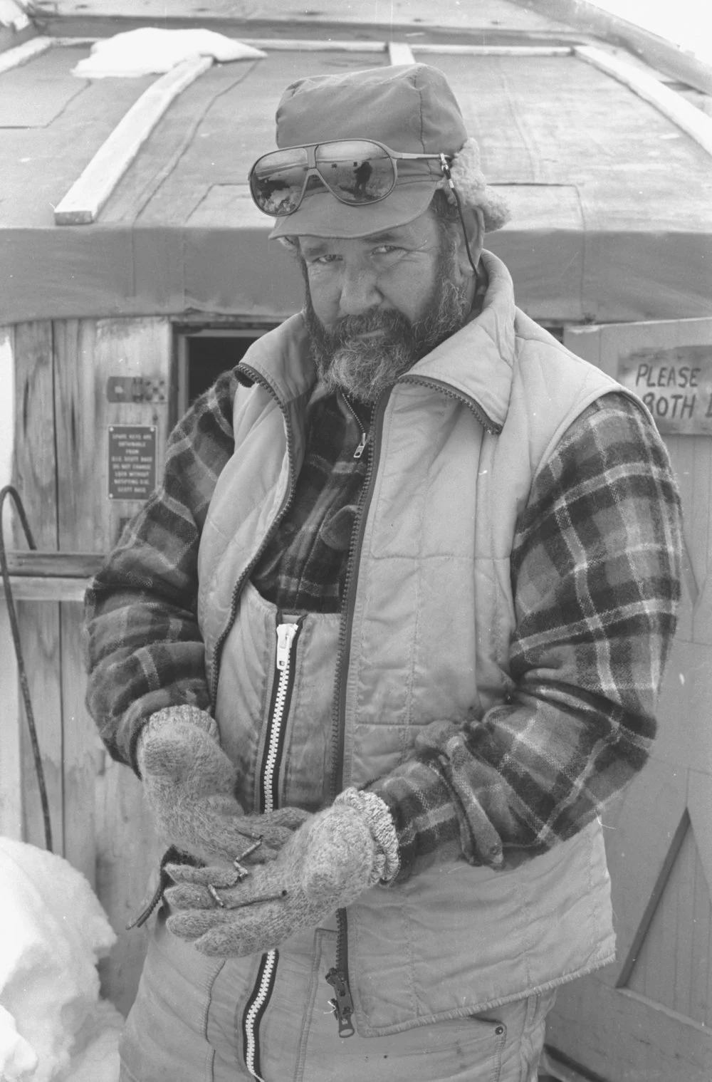 Nelson Cross with a bracelet found at Cape Royds