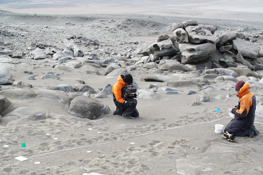 Ben Zupo from National Geographic filming in the Dry Valleys with K020