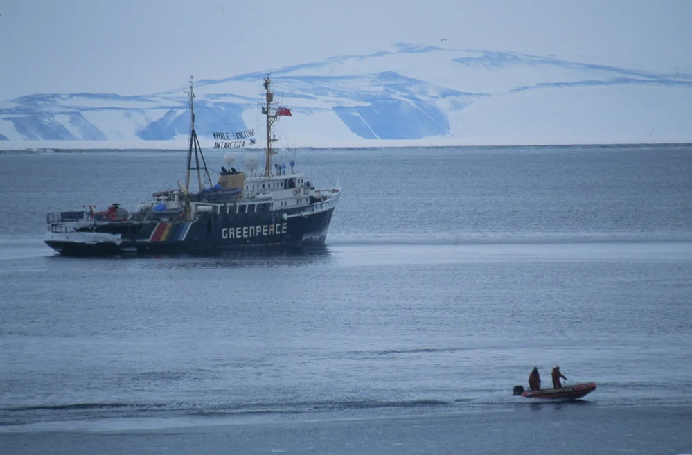 MV Greenpeace and Zodiac off Scott Base