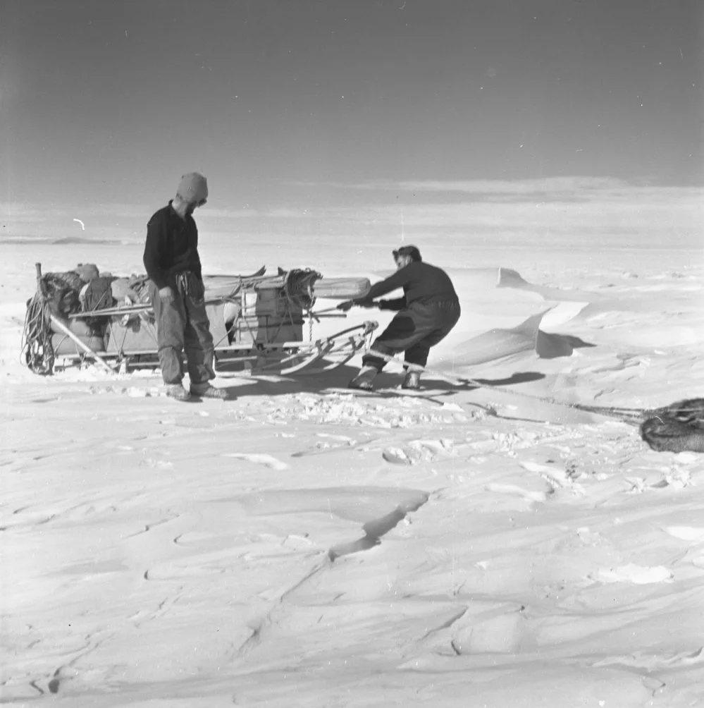 Relashing sledge on Mackay Glacier Neve