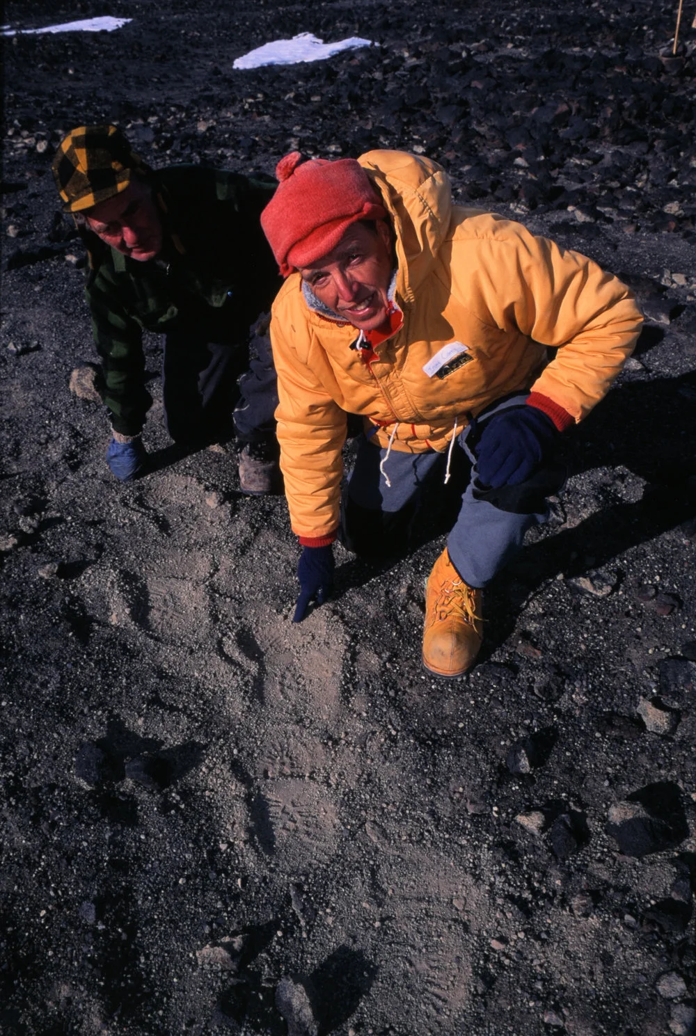 Graham Claridge and Ian Campbell with disturbed soil at Scott Base