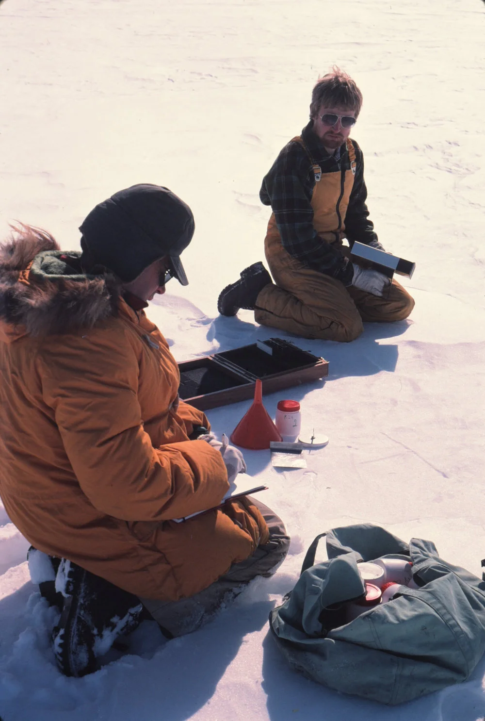 Ian Thomas Doug Martin taking radiometer recordings for Landsat imagery