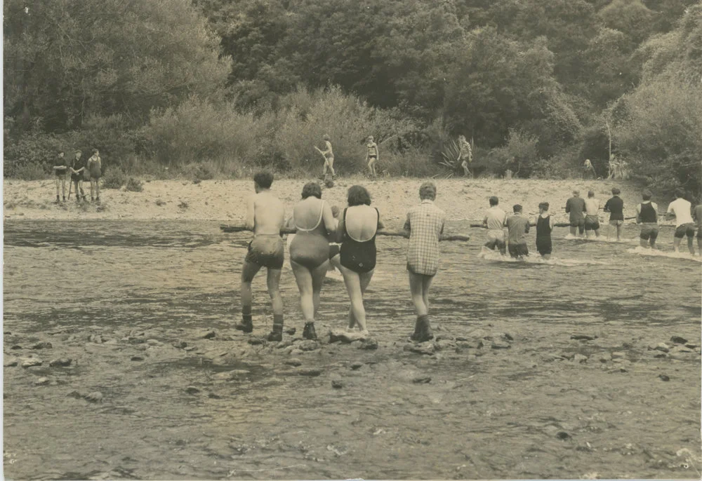 Bushcraft course 1966 - log river crossing