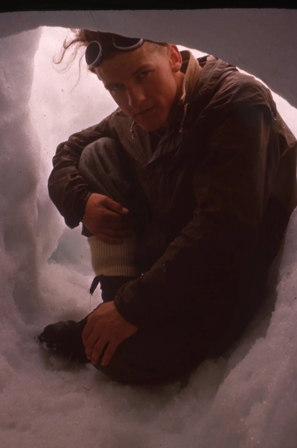 Roger Barrowclough from a snow cave
