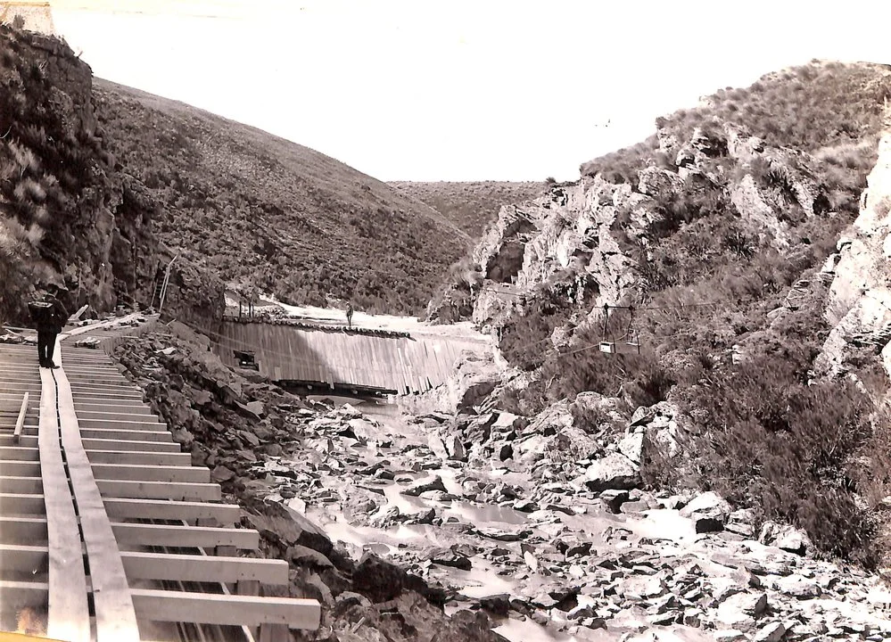 Fluming at headworks Waipori Dam