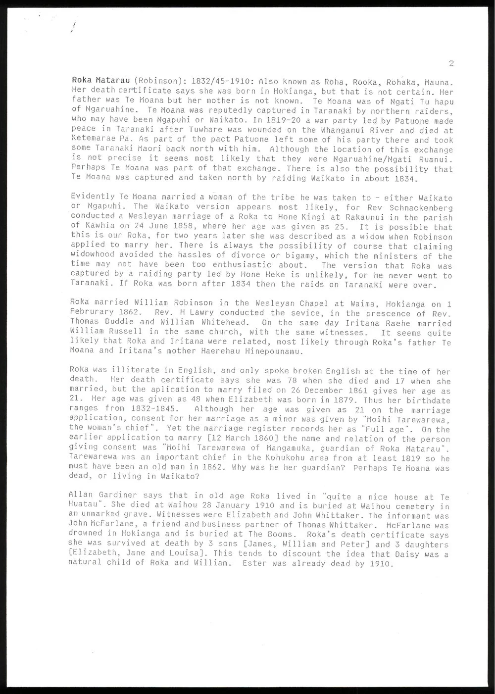 History of the Robinson Family 1832-1955
