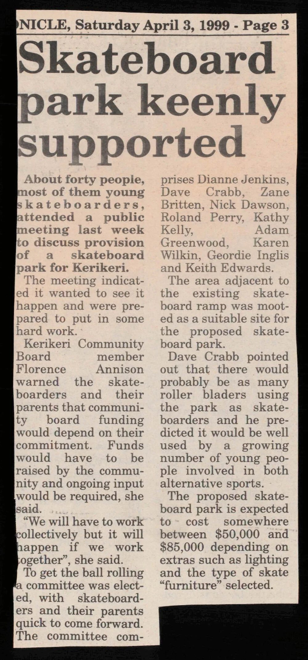 Skateboard park keenly supported