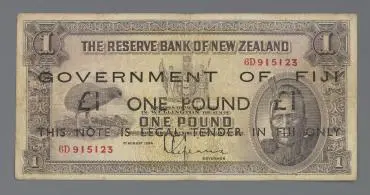 Banknote, 1 Pound overprint, New Zealand / Fiji