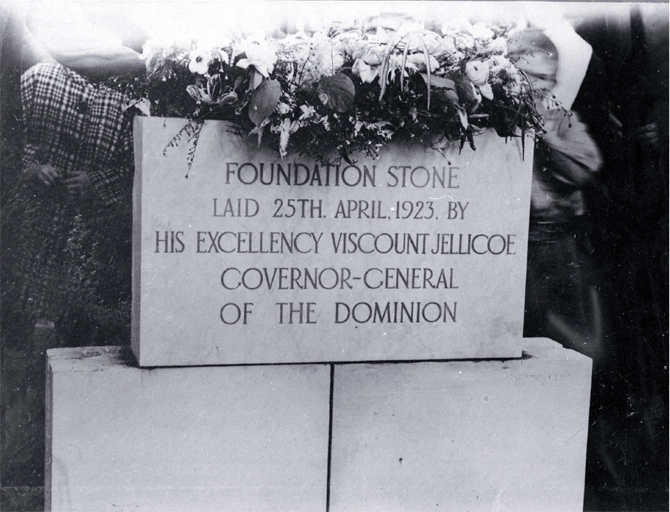 The foundation stone of the Bridge of Remembrance