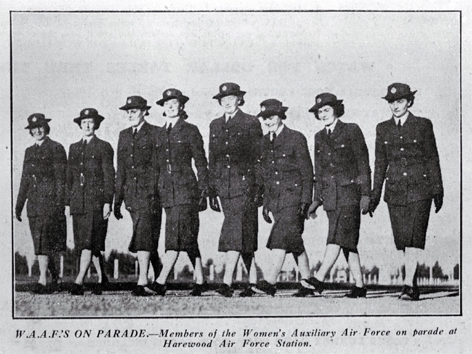 Women of the Women's Auxiliary Air Force (WAAFs) on parade at Harewood Air Force Station, Christchurch