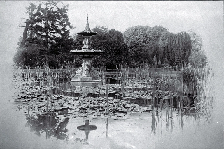 Peacock Fountain and lily pond, Botanic Gardens, Christchurch