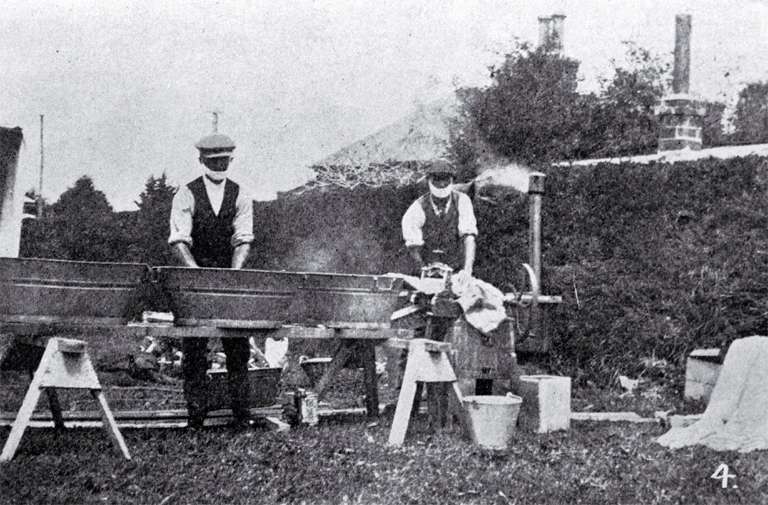 Men doing the laundry work at the Temuka Influenza Hospital