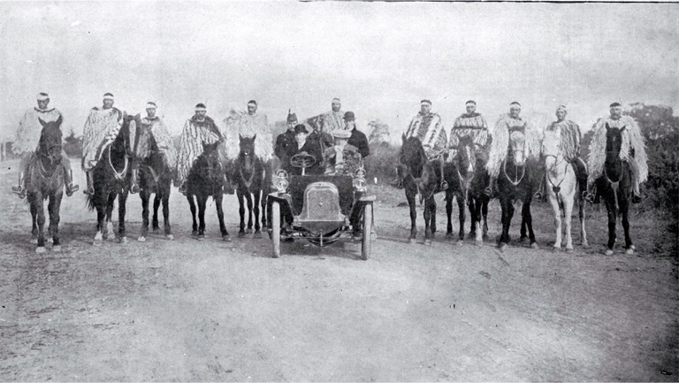 His Excellency the Governor, Lord Plunket (1864-1920) at Tuahiwi Pa, Kaiapoi