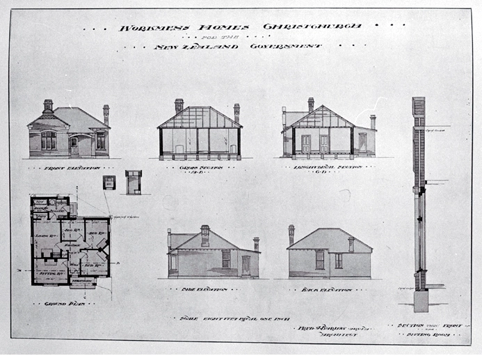 Plans by architect Fred Barlow for workers' homes to be built in Sydenham under the Dwellings Act 1905