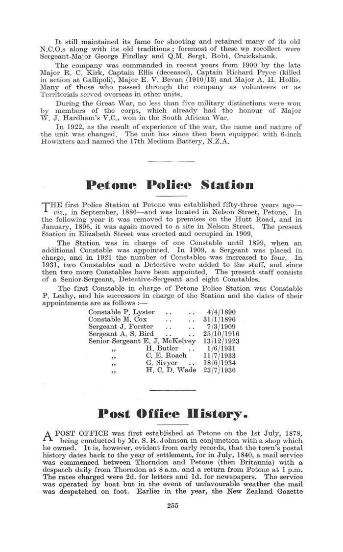 Post Office History. - Petone's First 100 Years (1940)