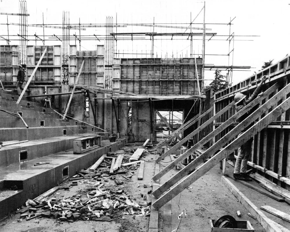 1970s Lecture Theatre construction site