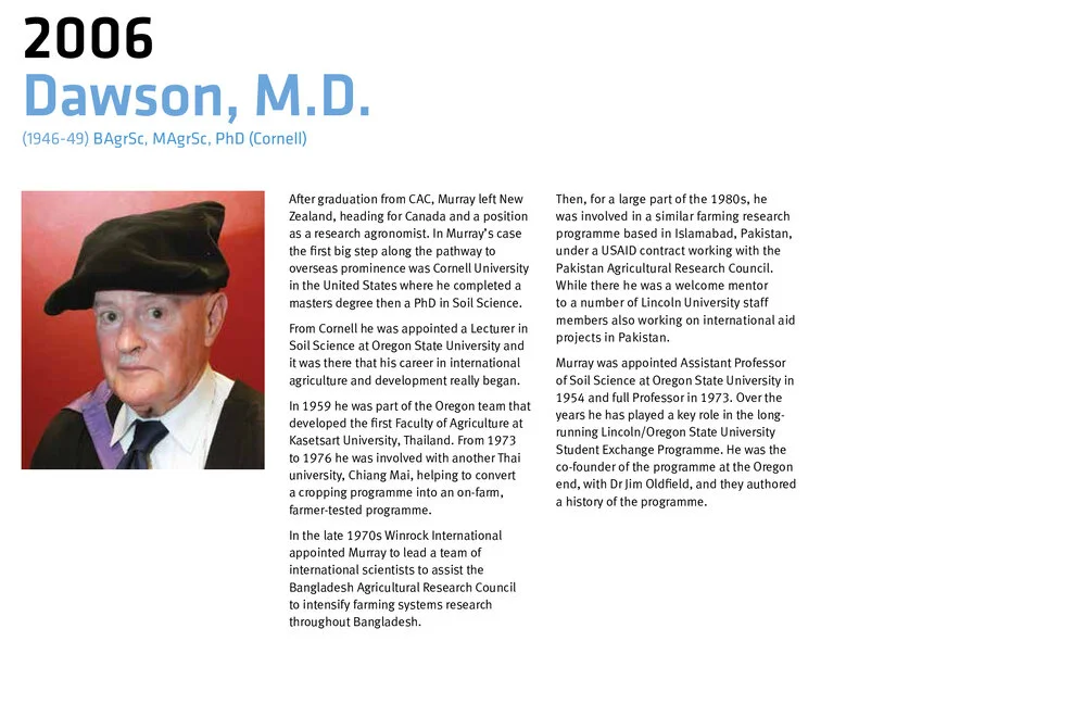 2006 Lincoln Alumni International Medal Citation - M. D. Dawson