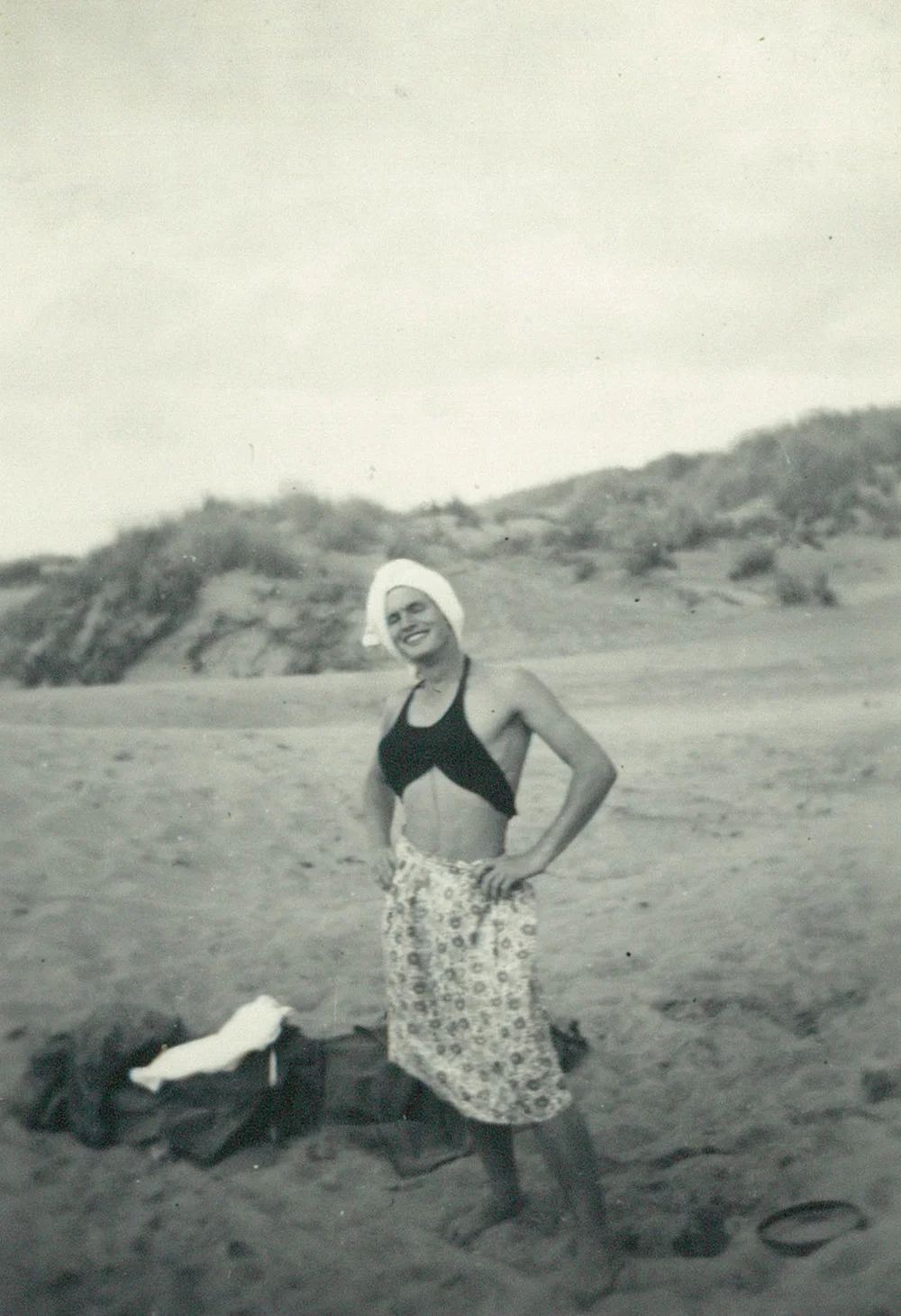 Student at Himatangi beach, 1948