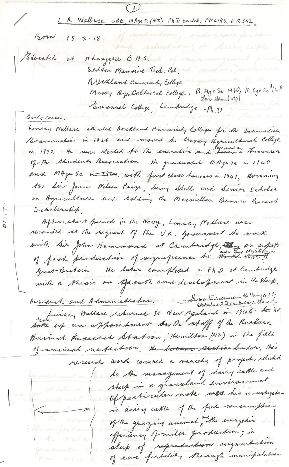 Honorary doctorate citation, Lindsay Russell Wallace, 1986