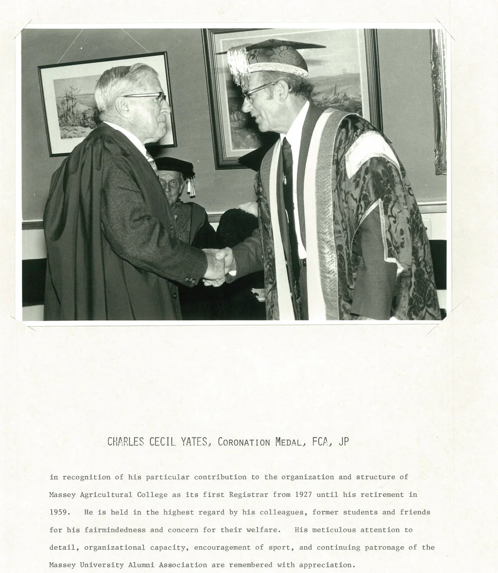 Charles Cecil Yates receiving citation, 1977