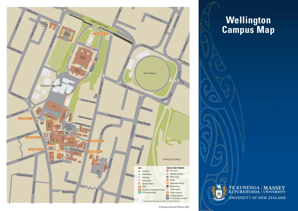 Campus Map, Massey University, Wellington, 2024