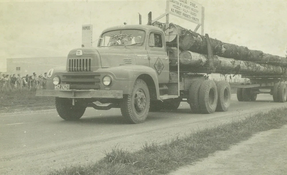 Egmont Box Company, Limited. A New Zealand Forest Products truck in Tokoroa procession, 1951-1956
