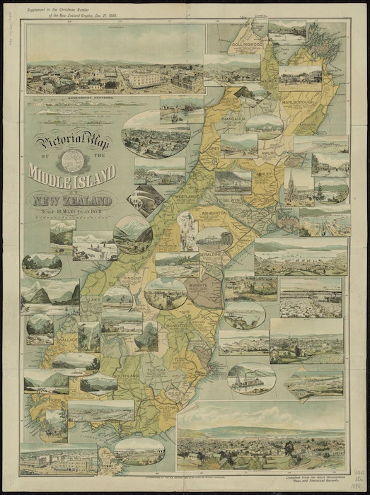Pictorial map of the Middle Island of New Zealand [cartographic material] : compiled from the latest government maps and statistical records.