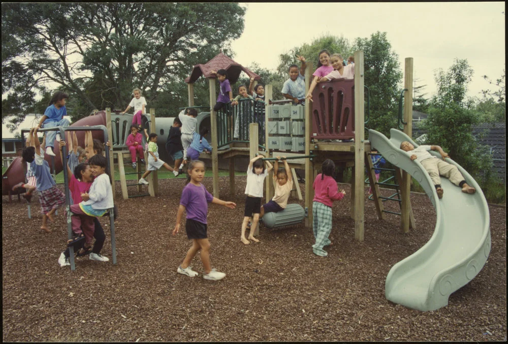 Children on playground equipment