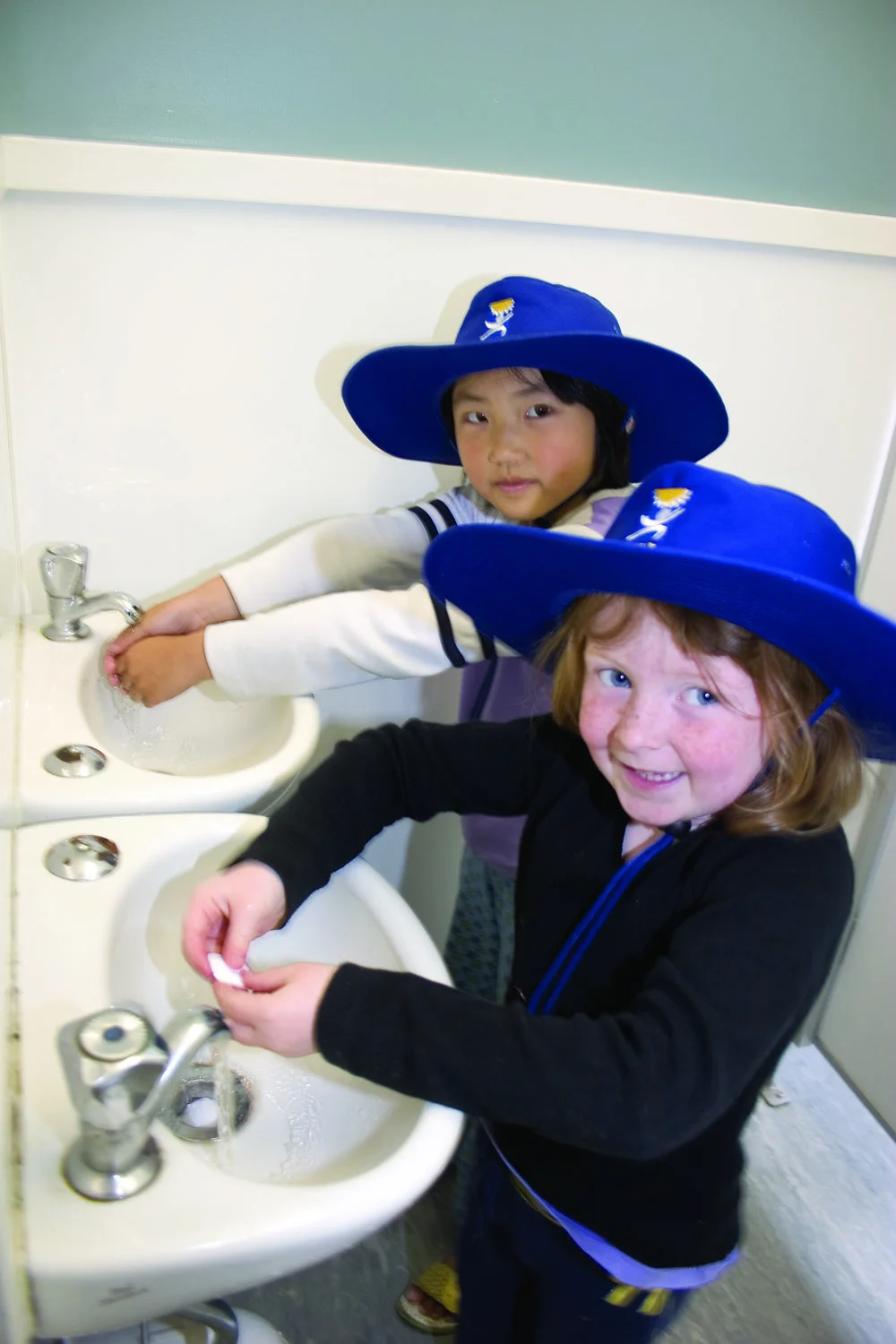 Children washing hands