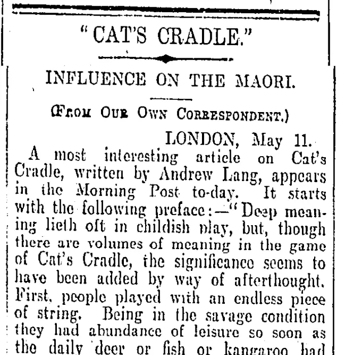 "CAT'S CRADLE." (Otago Daily Times 5-7-1906)
