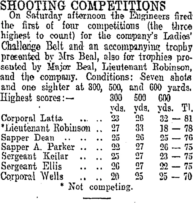 SHOOTING COMPETITIONS. (Otago Daily Times 12-2-1907)