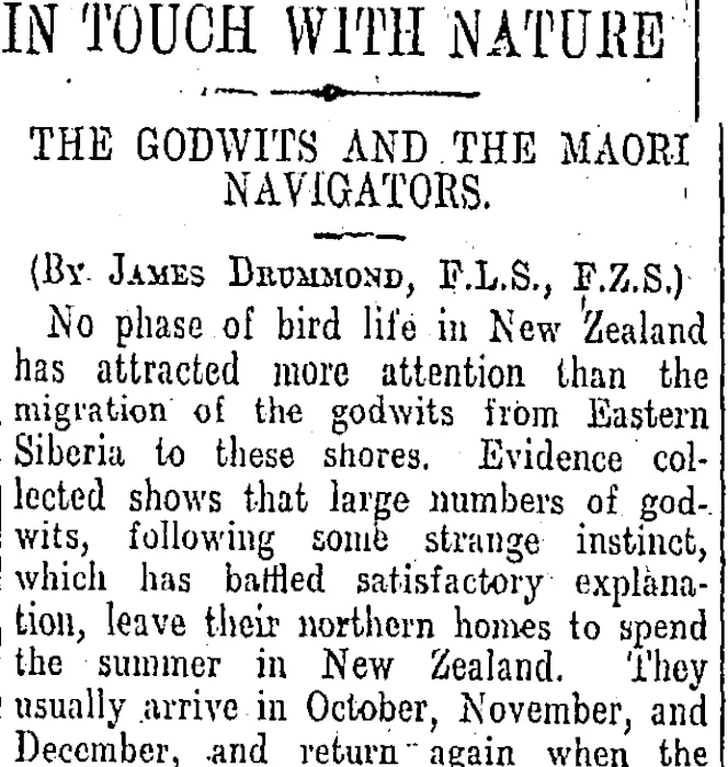 IN TOUCH WITH NATURE (Otago Daily Times 3-10-1908)