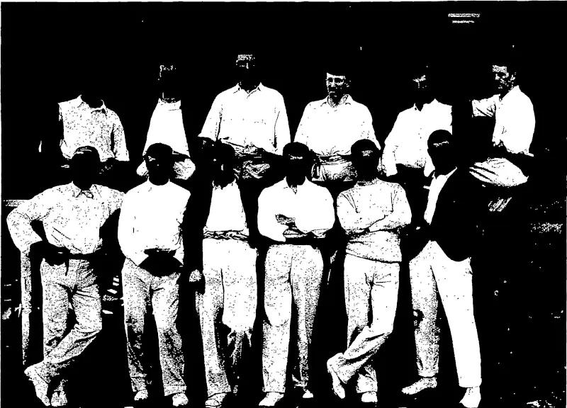 Guy, photo. CARIS ROOK CRICKET CLUB.—A TEAM.  Back Row. H. G. Siedeberg, F. C. Liggins, J. F. Harkness, J. J. Austin, L. Monk, W. H. Pearless. Front Row. G. Mills, J. R. Burt, E. J. Au3tm, C. W. Rattray (captain), C. Cuff, A. H. Fisher (Otago Witness, 13 February 1901)