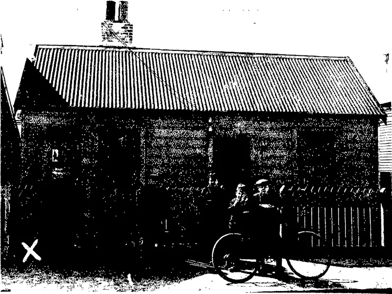 THE HOUSE IN HAINING STREET. WELLINGTON, IN FRONT OP WHICH THE CHINAMAN, YUNG, WAS SHOT.  (Photos by J. H. Daroux.) (Otago Witness, 04 October 1905)