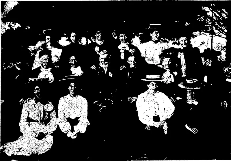 LADIES' COMMITTEE OF THE WAIKOUAITI EARLY SETTLERS' PICNIC, WITH MR THOMAS ALLCOCK (Secretary). (Otago Witness, 21 February 1906)